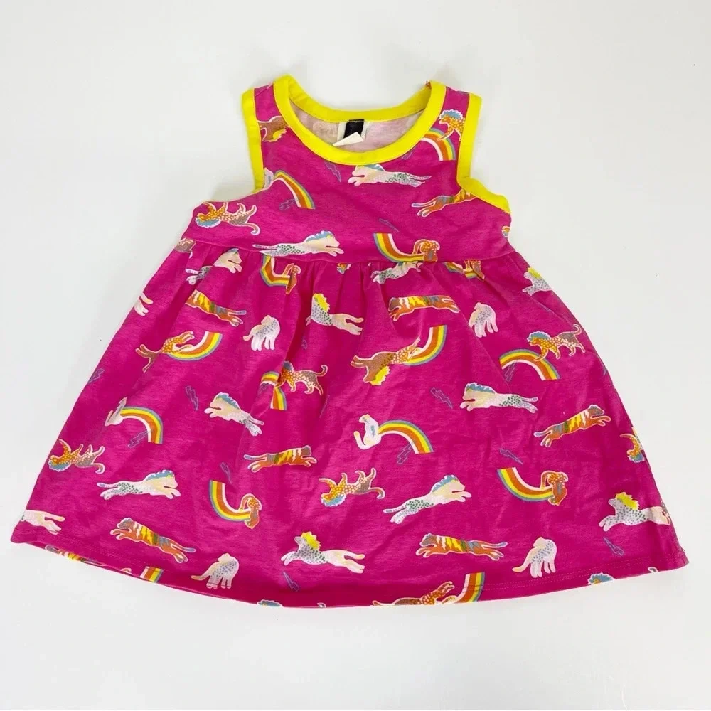 NEW Tucker and Tate Pink Animal Rainbow Dress Sleeveless Baby Toddler Girl 9M